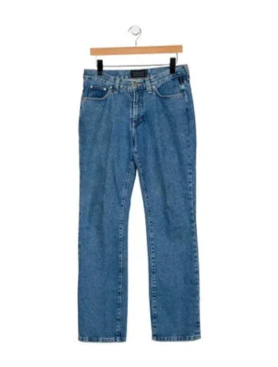 Pre-owned Versace Jeans Couture Mid-rise Straight Leg Jeans In Blue