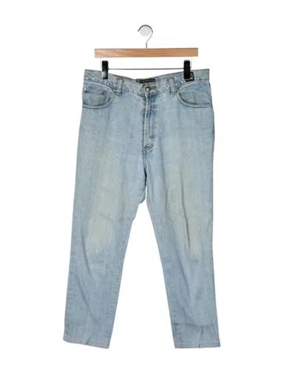 Pre-owned Versace Jeans Couture Mid-rise Straight Leg Jeans In Blue