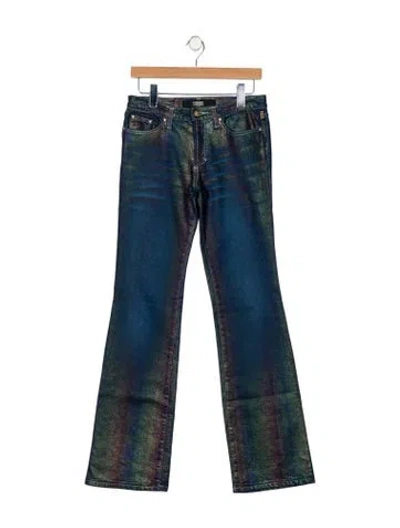 Pre-owned Versace Jeans Couture Mid-rise Wide Leg Jeans In Blue