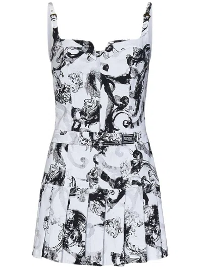 Versace Jeans Couture Watercolour Couture Mini Dress In Bianco