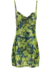 Versace Jeans Couture Mini Dress Green Pattern In Green