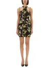 Versace Jeans Couture Mini Dress With "outline Baroque" Print In Multi