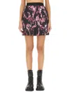 Versace Jeans Couture Pleated Mini Skirt With Vibrant Pattern In Multicolour