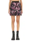 Versace Jeans Couture Pleated Mini Skirt With Vibrant Pattern In Multicolour