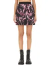 Versace Jeans Couture Pleated Mini Skirt With Vibrant Pattern In Multicolour