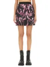 Versace Jeans Couture Pleated Mini Skirt With Vibrant Pattern In Multicolour