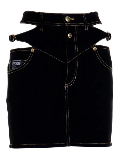 Versace Jeans Couture Denim Skirt In Black