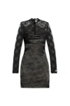 Versace Jeans Couture Long-sleeve Lace-panel Dress In Black