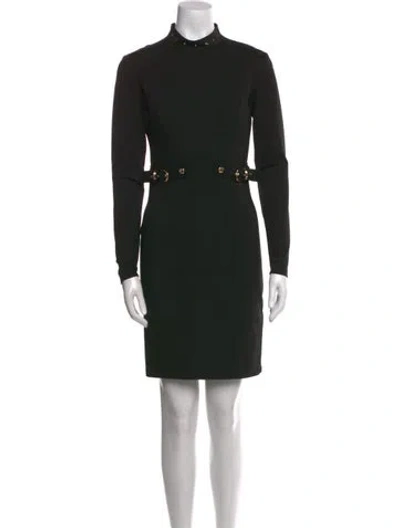 Pre-owned Versace Jeans Couture Mock Neck Mini Dress In Black