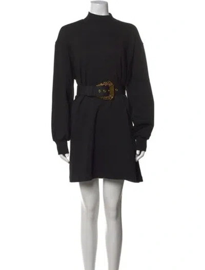 Pre-owned Versace Jeans Couture Mock Neck Mini Dress In Black