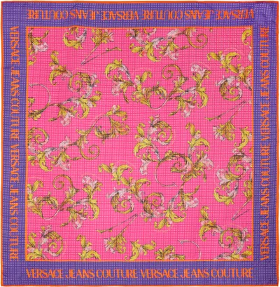 Versace Jeans Couture Multicolor Outline Barocco Large Silk Foulard Scarf