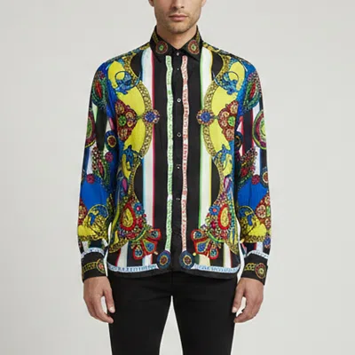 Pre-owned Versace Jeans Couture Multicolour Regalia Baroque Print Sateen Button Up Shirt M