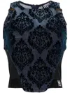 Versace Jeans Couture Ocean Top With Baroque Buckle Detail In Black