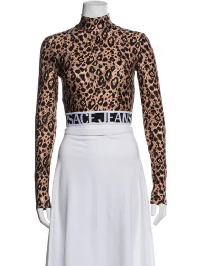 Pre-owned Versace Jeans Couture Nylon Animal Print Top In Black