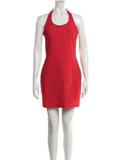 Pre-owned Versace Jeans Couture Nylon Mini Dress In Red
