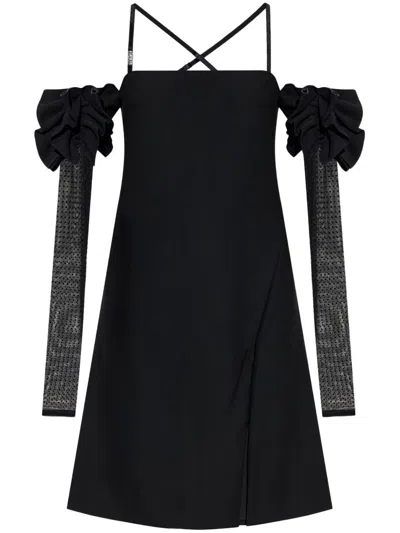 Versace Jeans Couture Dress With Decorative Sleeves In Black