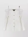 Versace Jeans Couture Off-shoulder Shirt With Embellished Buttons In White