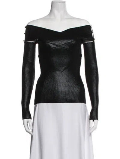 Pre-owned Versace Jeans Couture Off-the-shoulder Long Sleeve Top W/ Tags In Black