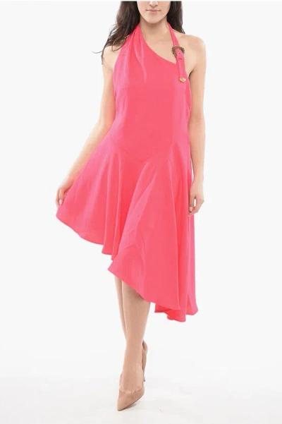 Versace Jeans Couture One-shoulder Asymmetric Dress In Pink