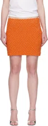 Versace Jeans Couture Orange Embellished Miniskirt In Orange
