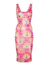 Versace Jeans Couture Heart-couture-print Jersey Dress In Fuchsia