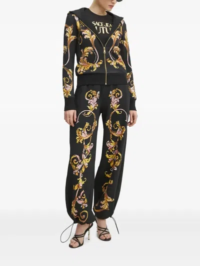 Versace Jeans Couture Outline Barocco Hoodie In Black