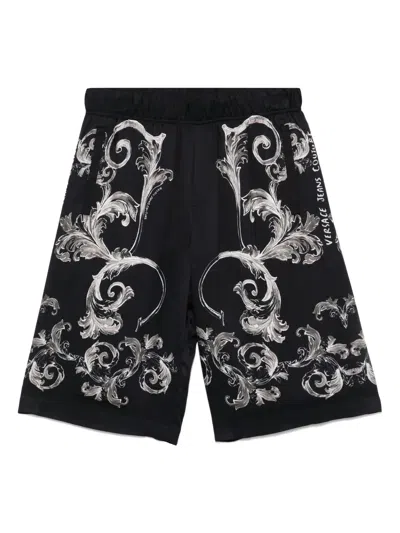 Versace Jeans Couture Outline Barocco Shorts In Black