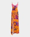 Versace Jeans Couture Outline Barocco Slip Dress In Orange