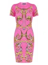 Versace Jeans Couture Outline Barocco T-shirt Mini Dress In Pink