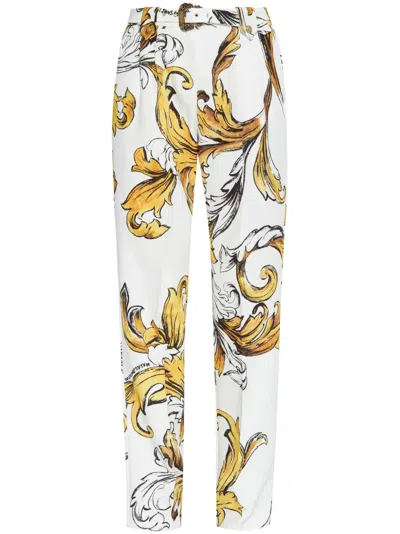 Versace Jeans Couture Outline Barocco Trousers In White
