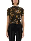 Shop Versace Jeans Couture Outline Baroque Knitted T-shirt In Black
