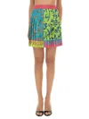 Versace Jeans Couture Mini Pleated Skirt Baroque Outline In Neutrals