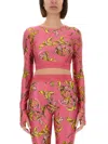 Versace Jeans Couture "baroque Outline" Cropped Top In Animal Print
