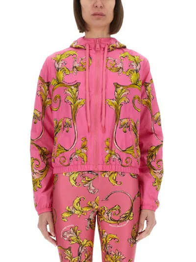 Versace Jeans Couture Outline Baroque Windbreaker In Pink