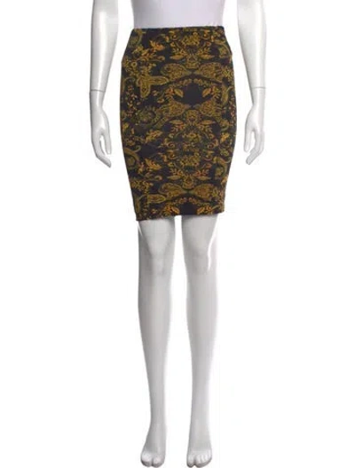 Pre-owned Versace Jeans Couture Paisley Print Mini Skirt In Black/yellow