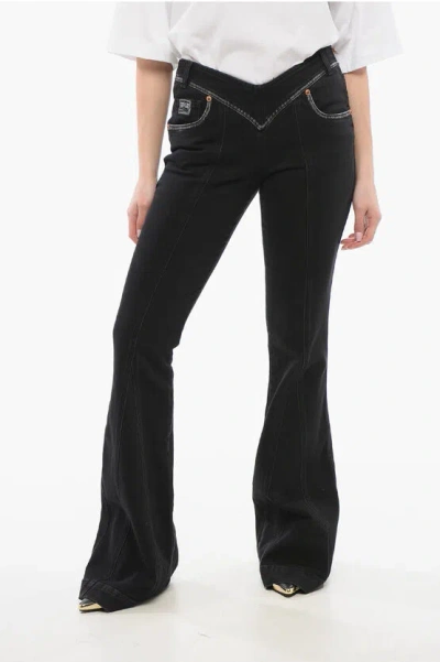 Versace Jeans Couture Palazzo Denims With Size Zip In Black