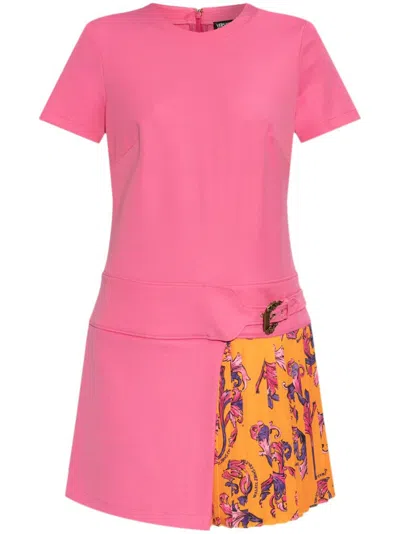 Versace Jeans Couture Panelled Mini Dress In 粉色