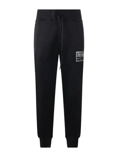 Versace Jeans Couture Logo-print Cotton Track Pants In Black