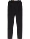 Versace Jeans Couture Tailored Trousers With Elegant Pleats And Statement Belt Buckle In Black