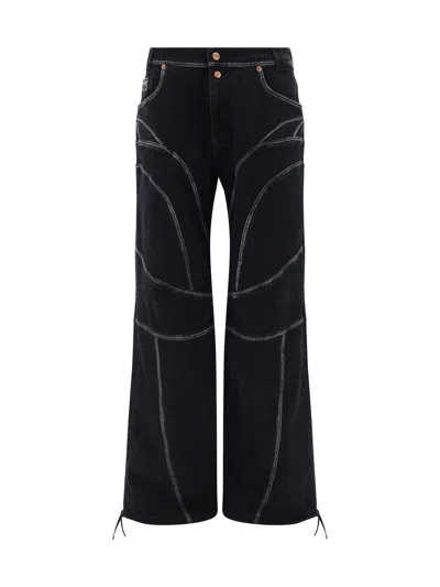 Versace Jeans Couture Denim Trousers In Black Black