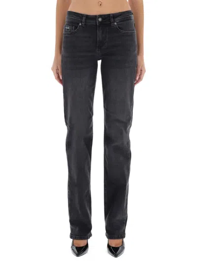 Versace Jeans Couture Five-pocket Trousers With Belt Loops Design In Black