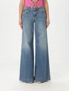 Versace Jeans Couture High Rise Cotton Ocean Jeans In Indigo In Multicolor