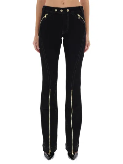 Versace Jeans Couture Pants With Zipper Detail In Black