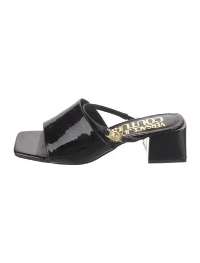 Pre-owned Versace Jeans Couture Patent Leather Slides In Black