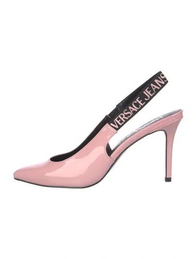 Pre-owned Versace Jeans Couture Patent Leather Slingback Pumps W/ Tags In Pink