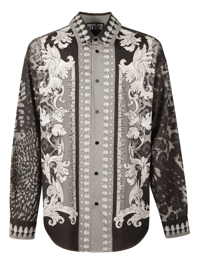 Versace Jeans Couture Pattern Logo Print Shirt In Black