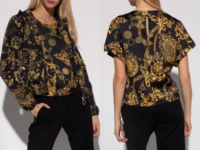 Pre-owned Versace Jeans Couture Patterned Baroque Top Blouse Shirt Iconic Hot / S In Black