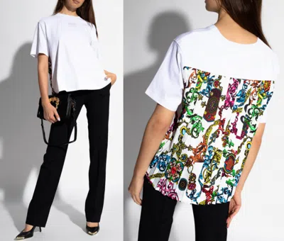 Pre-owned Versace Jeans Couture Patterned Baroque Top Blouse Shirt Oversized T-shirt S In White