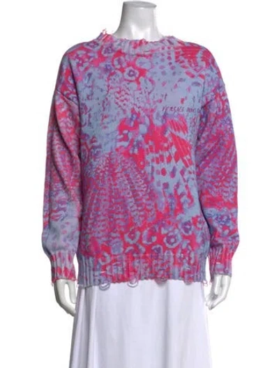 Pre-owned Versace Jeans Couture Patterned Crew Neck Sweater In Multicolor
