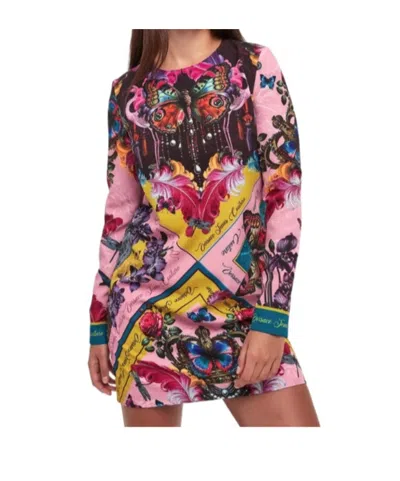 Versace Jeans Long-sleeved Dress In Pink